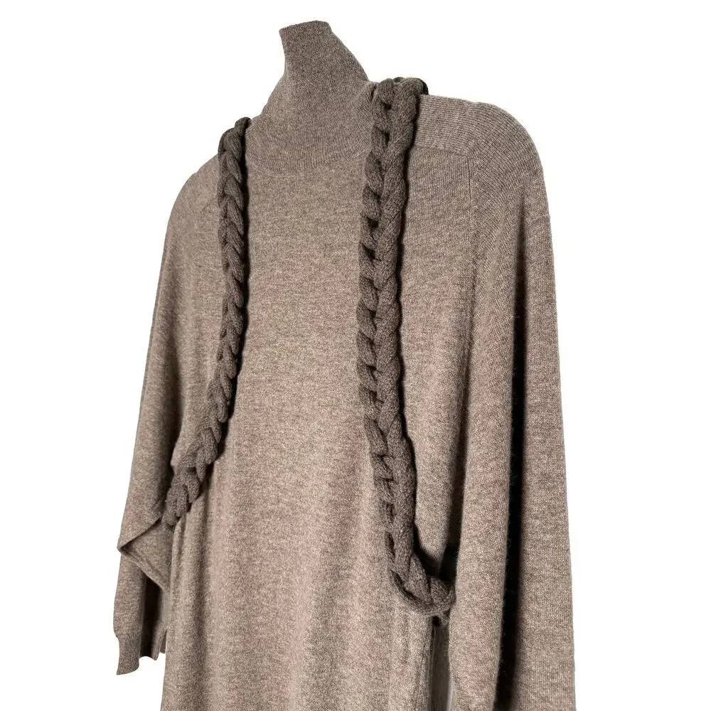 25 Janvier Paris Women's‎ 100% Cashmere Midi Sweater Dress Rope Detailing